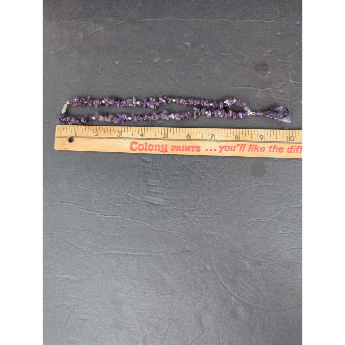 Vintage Amethyst Quartz Nugget Y-Necklace Drop Pendant Boho Chic Raw Crystal