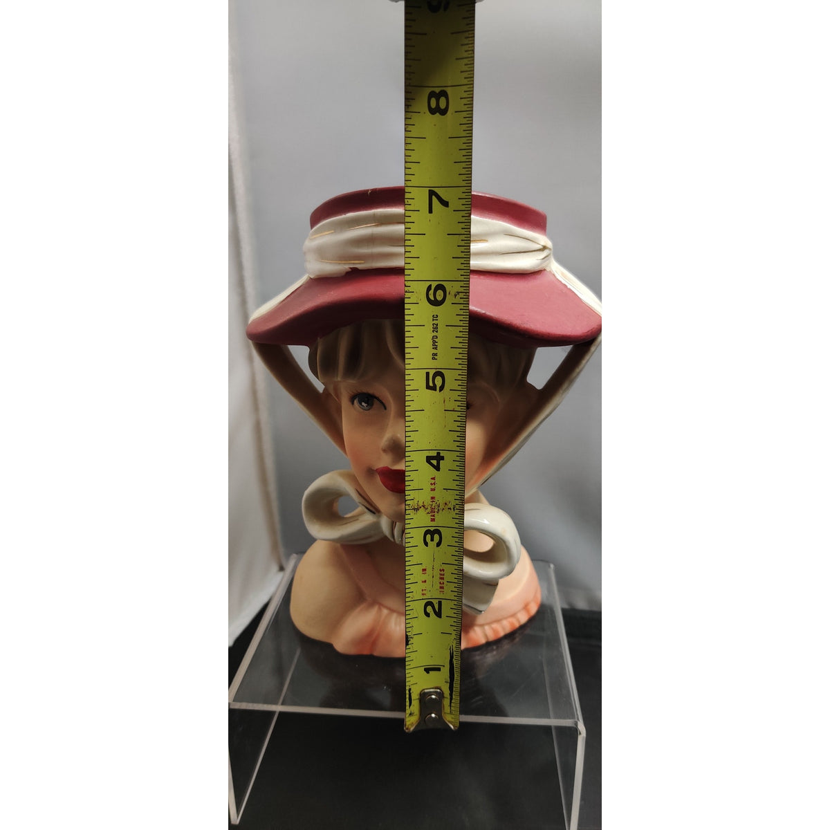 Relpo K1783 Lady Headvase Planter MCM Kitsch Red Hat Retro Ceramic Decor Vase