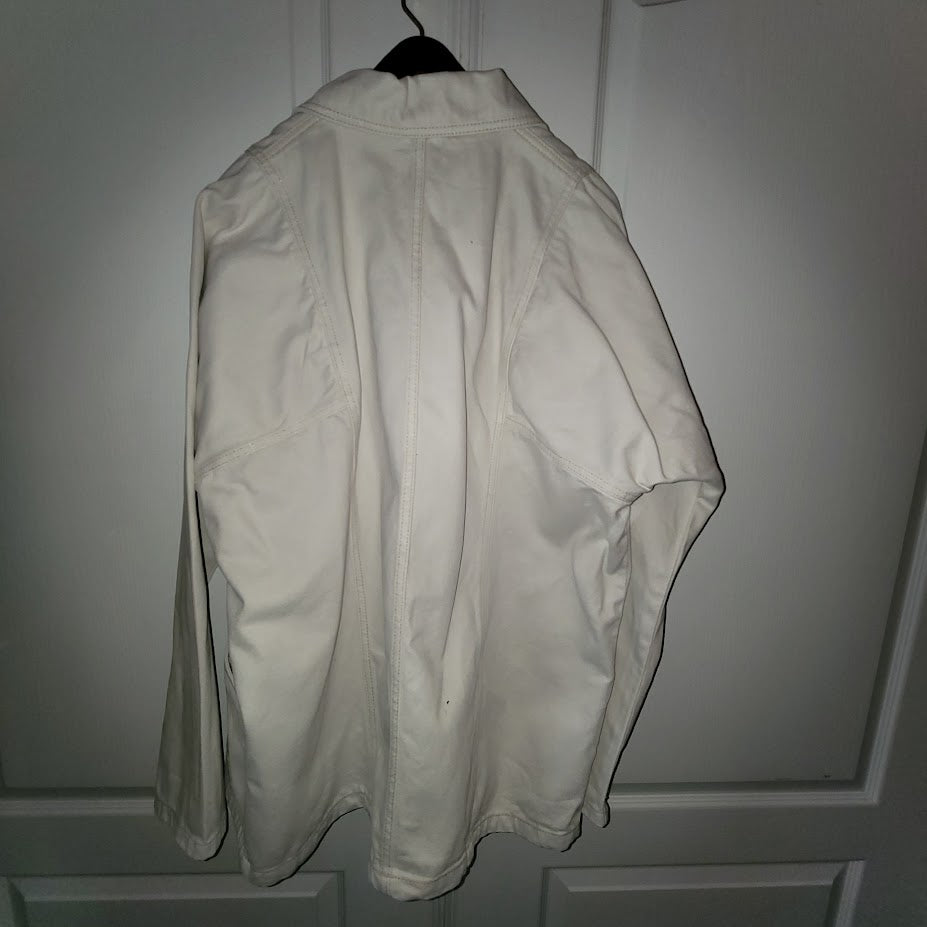Topshop Cream Oversized Denim Chore Coat Jacket Utility Pocket Size 10