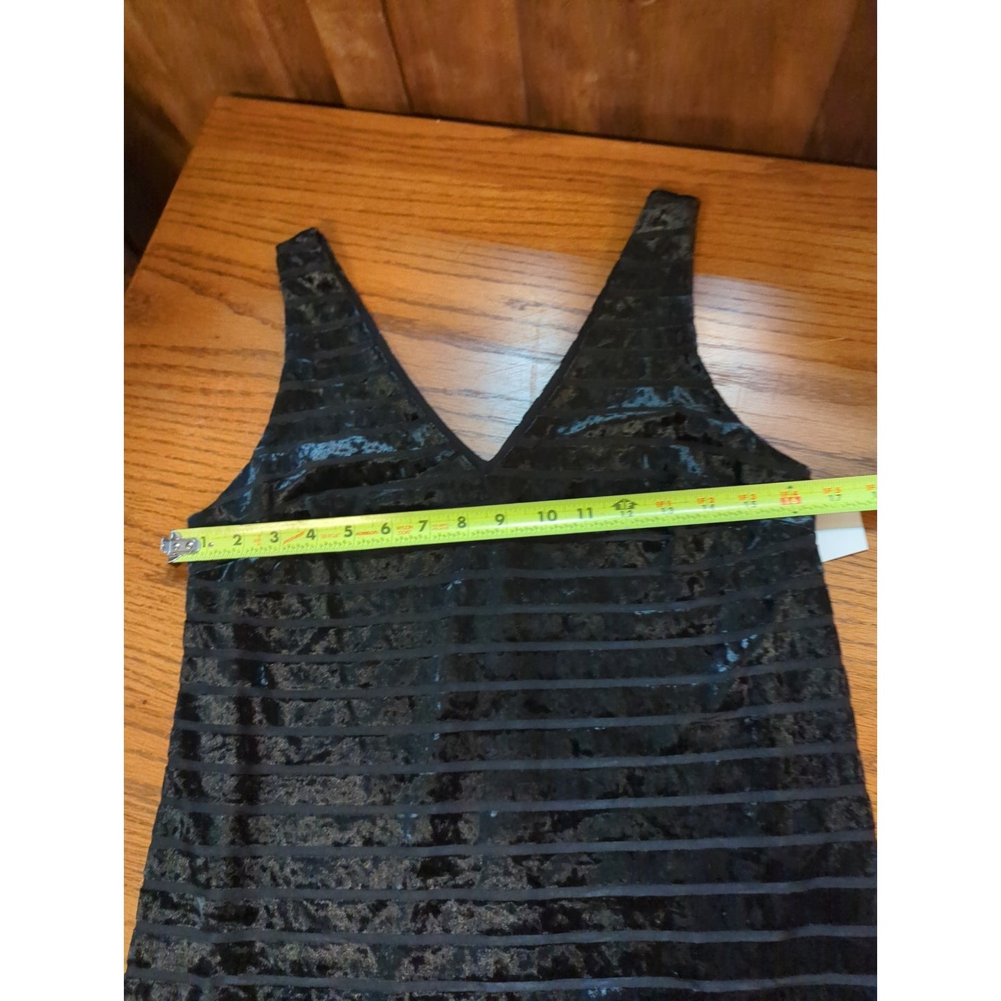 .Chelsea28 Black Burnout Velvet Striped V-Neck Tank Top Size XS NEW