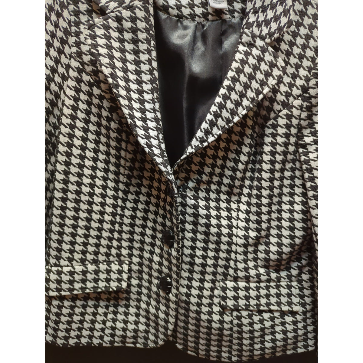 Monroe and Main Size 16 Houndstooth Blazer Black White Vintage 90's Lined button