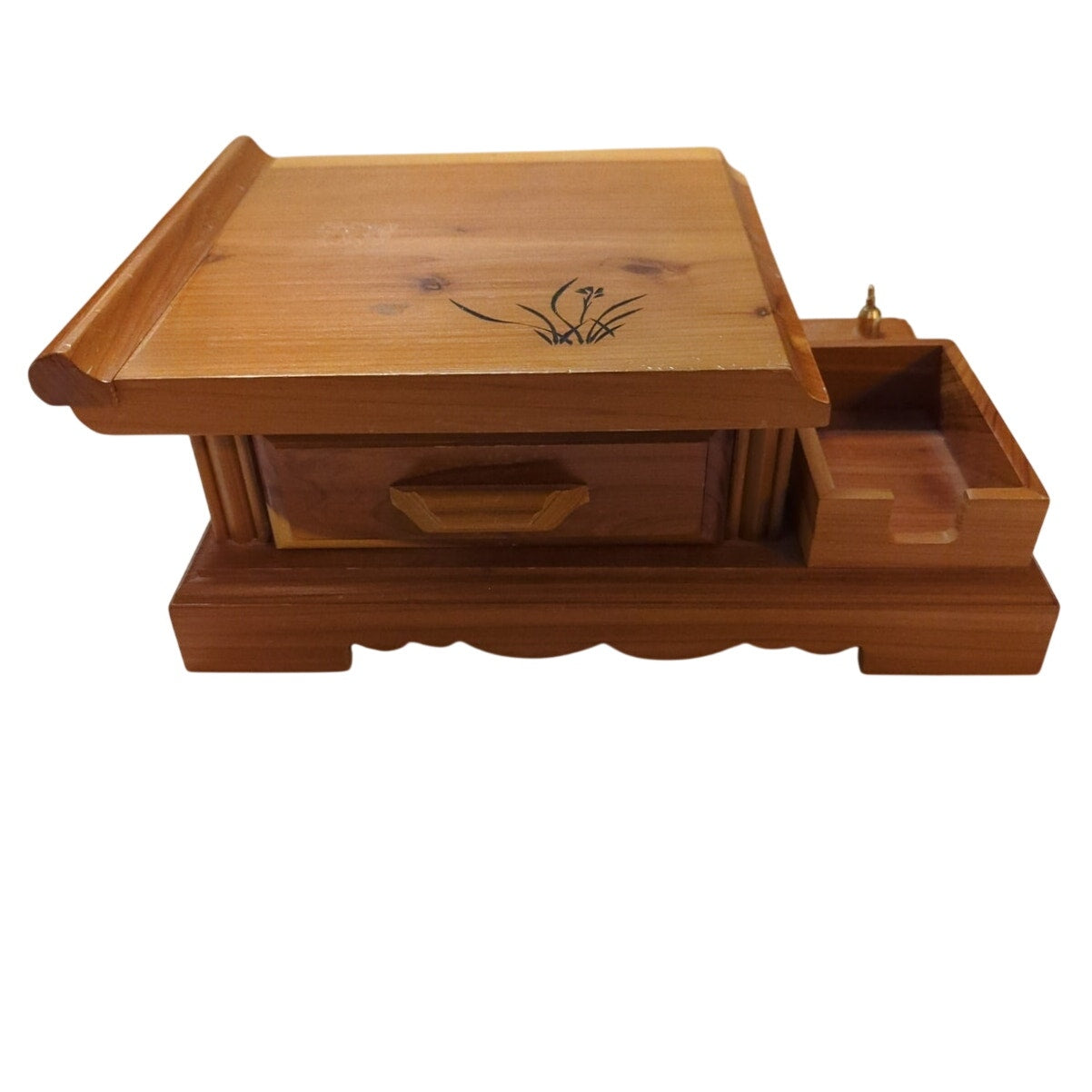 Vintage Asian Wooden Desktop Writing Slope & Organizer Vanity Box