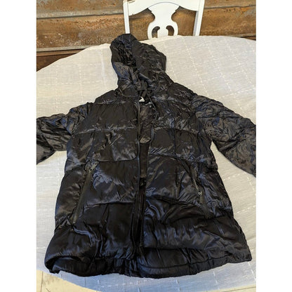 Sam Edelman Short Puffer Long Sleeve Down Hooded Winter Jacket Black coat MEDium