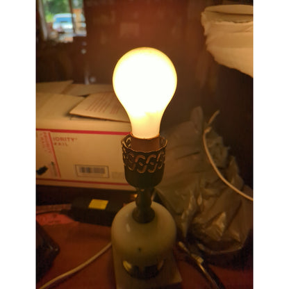 Vintage Mid-Century Milk Glass Hurricane Table Lamp Gold Starburst Marble Base