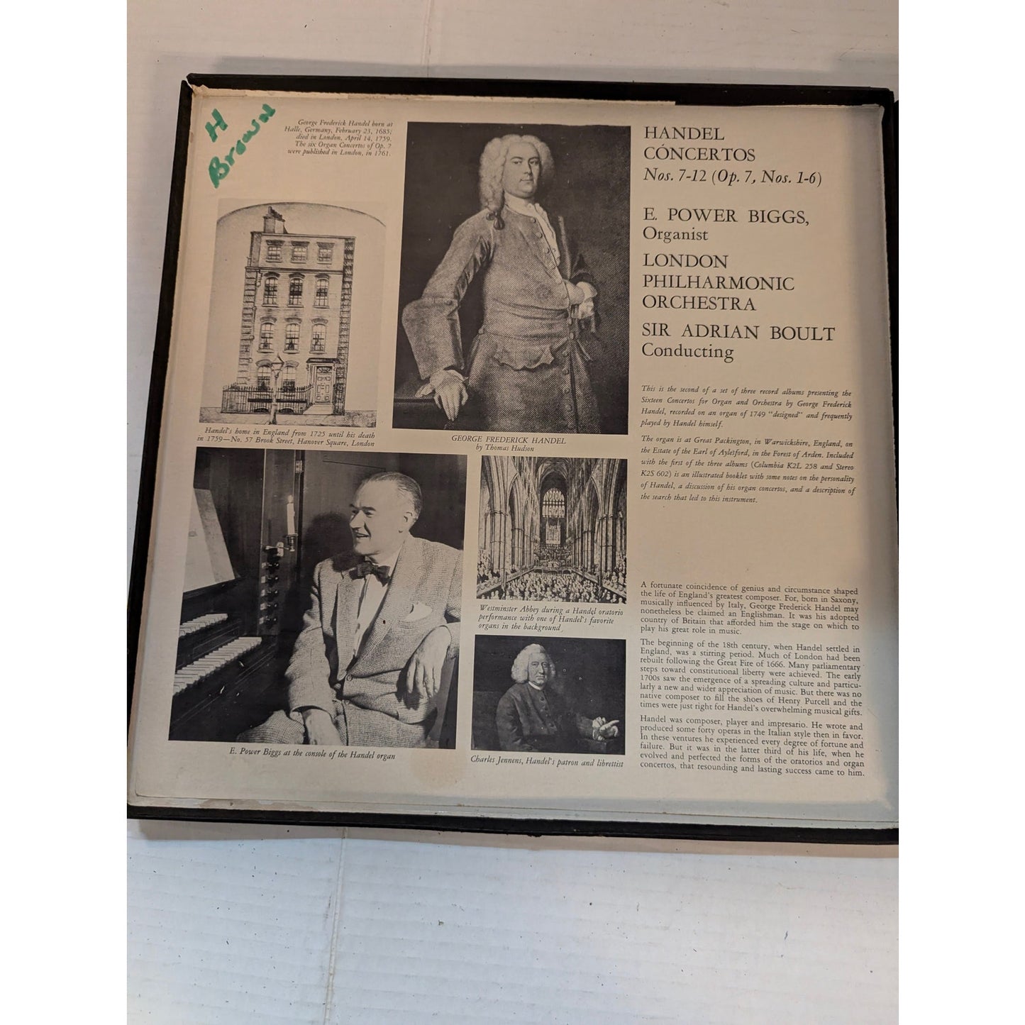 Handel Organ Concertos Nos. 7-12 E Power Biggs Columbia 6-Eye Mono Box Set