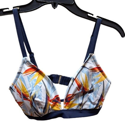 Lively Tropical Triangle Bikini Swim Top Size Large Birds of Paradise Print NEW