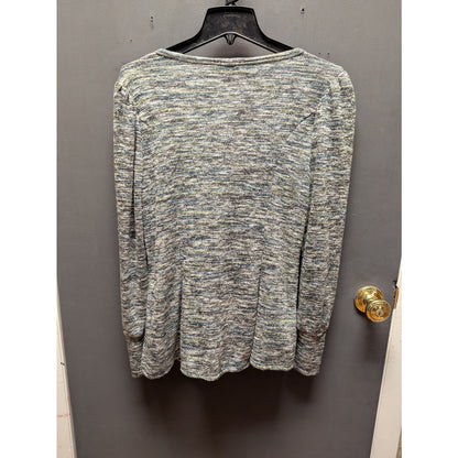 Status by Chenault Marled Pullover Long Sleeve Sweater Black/Teal medium new