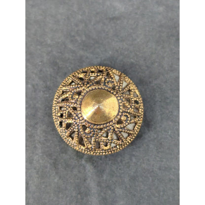 LOT Y of 10 Antique Vintage Victorian Brass Mixed Materials Buttons ESTATE FIND