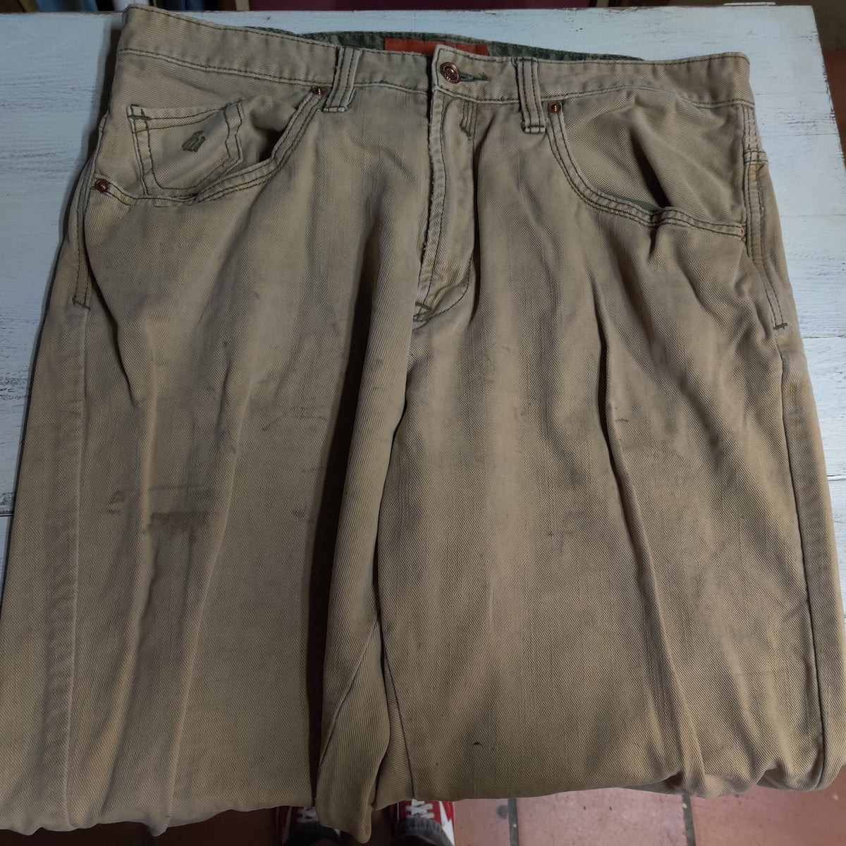 Rocawear Men Baggy Cargo Pants Y2K Hip Hop Khaki Tan Skate Streetwear Utility 38