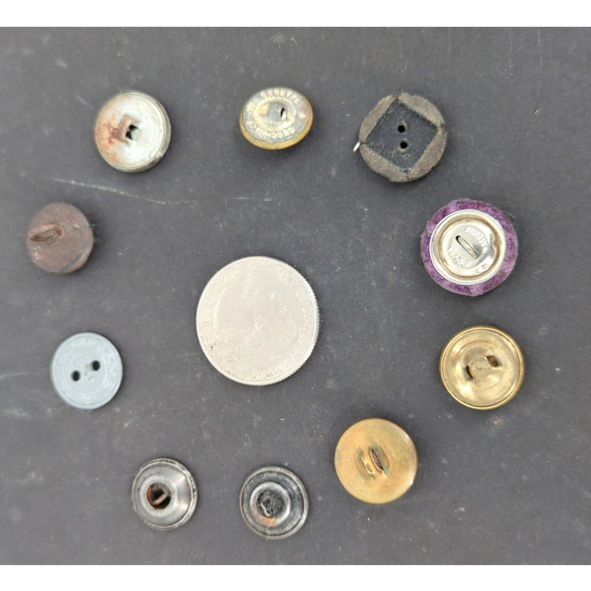 LOT of 10 Antique Vintage Victorian Brass Mixed Materials Buttons ESTATE FIND I
