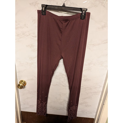 BearPaw Size XL Pants Leggings Hem detail NEW burgundy wine stretchy