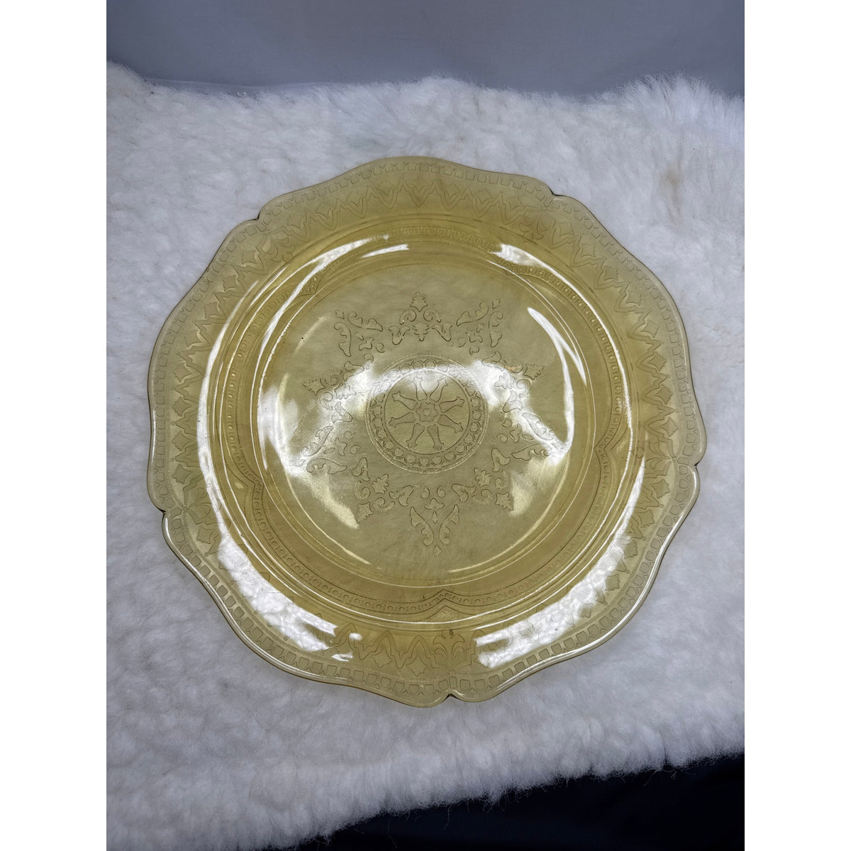 Vintage Federal Glass Patrician Amber Dinner Plate 11" Spoke Pattern Depression