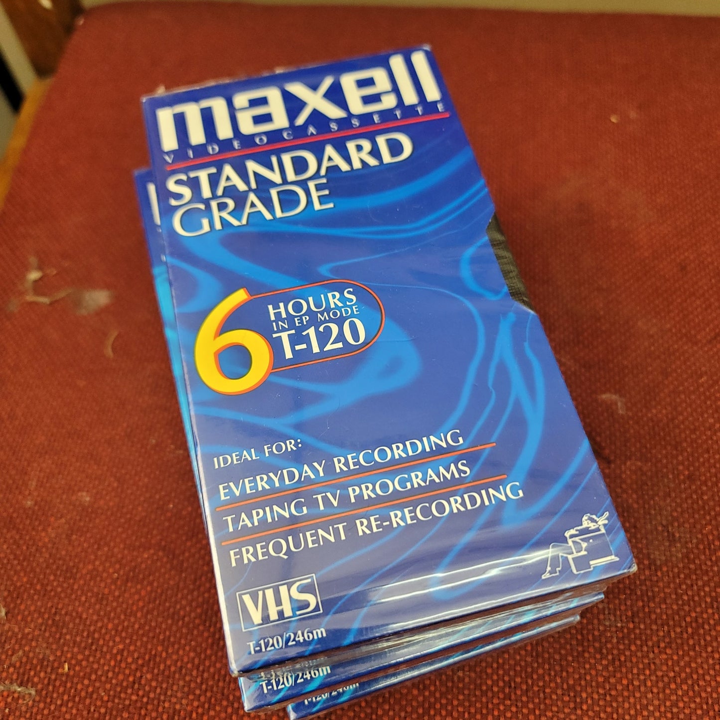 Maxell T-120 STD Standard-Grade VHS Videocassette lot of 4 factory sealed NEW