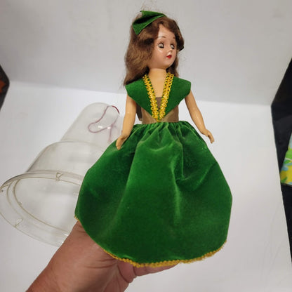 Vintage Emerald May Birthstone Doll 7” Rubber Band Attachment Inside w/ Dome