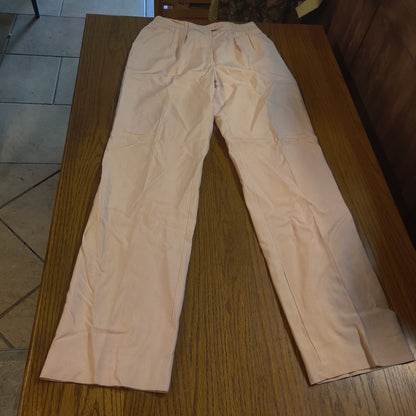 Herve Bernard Pink Linen Size 4 Lined Pants Pleated Front High Waist lined