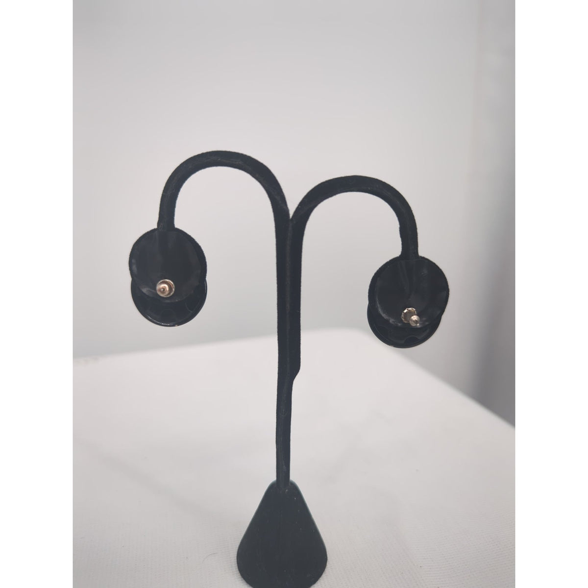 Vintage Black Domed Button Post Earrings Retro Glossy Minimalist