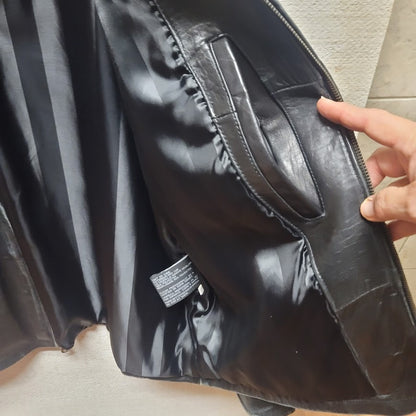 Vintage 80s black Excelled Leather Coat Jacket Men Large SOFT like butter BIKER