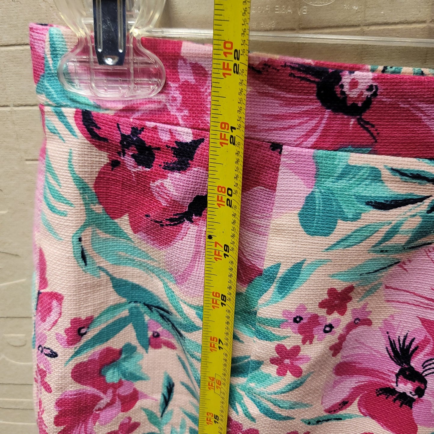 J. Crew Floral red teal Pencil basketweave Skirt back zip Size 4 casual summer