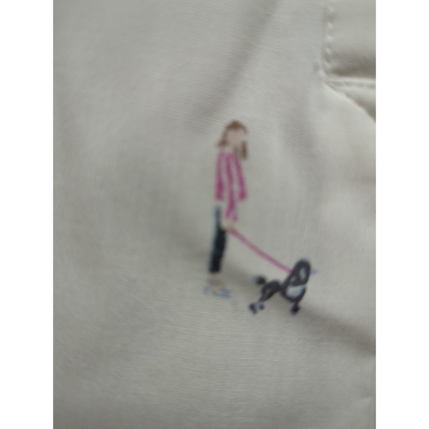 Joules White Painted Dog Walker Tunic Blouse Size 4 Funky Long Sleeve Deep Vneck