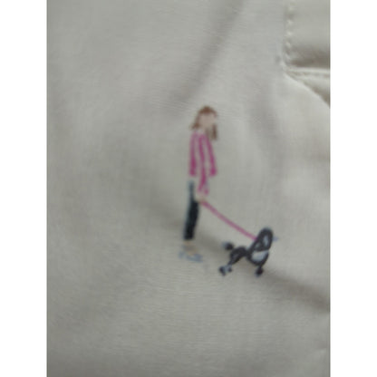 Joules White Painted Dog Walker Tunic Blouse Size 4 Funky Long Sleeve Deep Vneck