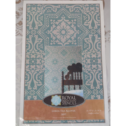 Royal Design Lisboa Tile Allover Wall Stencil 3097Panel Furniture Wall Floor