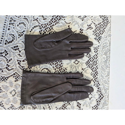 Vintage Estate Brown Antron Nylon Evening Gloves Size 6 / 6.5 Small