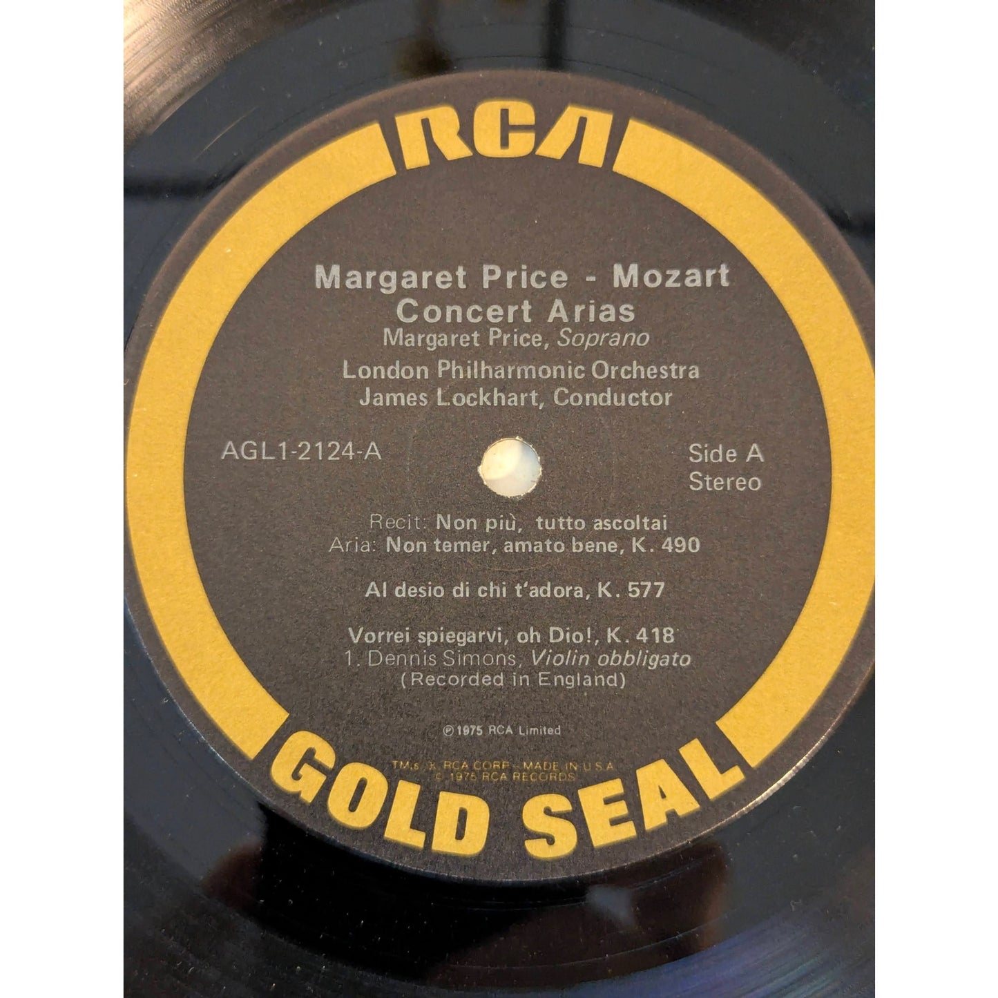 Vintage Margaret Price Mozart Concert Arias RCA Gold Seal AGL1-2124 Stereo LP