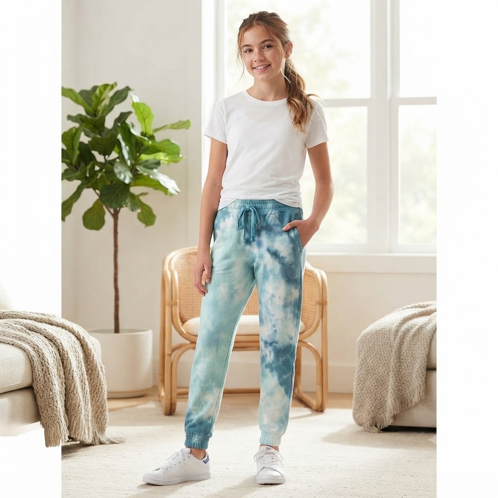 Boho Zuni Kids Girls Blue Tie Dye Jogger Sweatpants NWT 6X