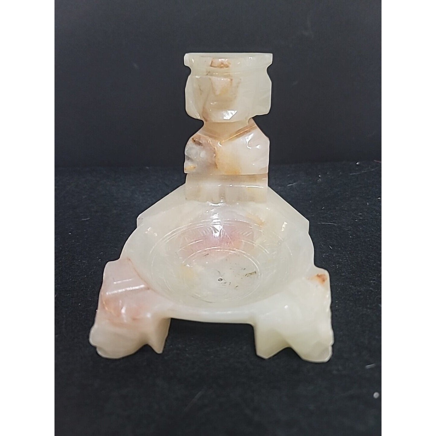 Aztec Mayan Onyx Glyph Ashtray Mexico Art Vintage Trinket Dish Marble Bookend