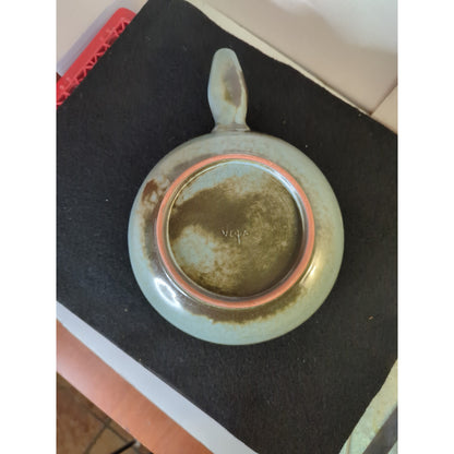 Eduardo Vega Cuenca Ecuador Pottery Signed Caquelon Sauce Pan Pot Bowl Handle