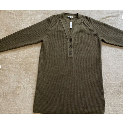 Henley Sweater Dress Heather Elm Green Buttons Wool Retail Size XXS NEW