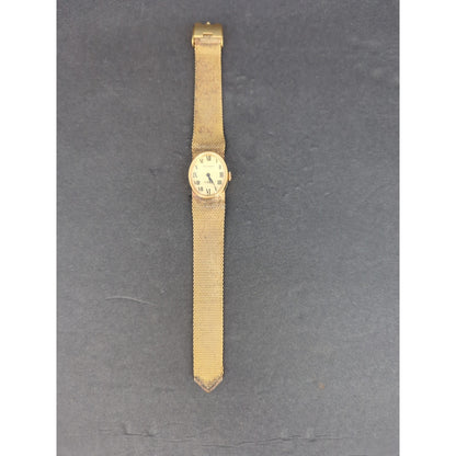 Vintage Waltham Incabloc 17 Jewel Oval Gold Tone Mechanical Wristwatch Mesh Band