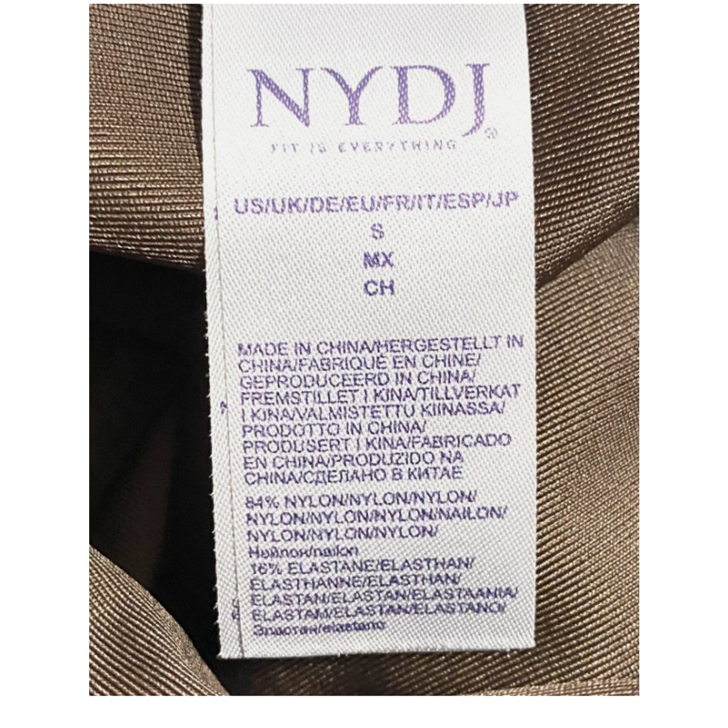 NEW NYDJ Espresso Brown Coated Faux Leather Stretchy Pants Leggings SMALL TRAVEL