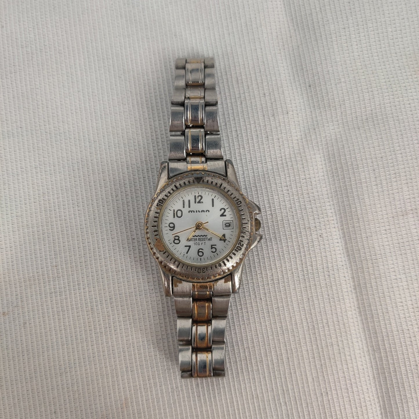 Vintage Milan Stainless Steel Watch Two-Tone Gold Silver Ladies Timepiece