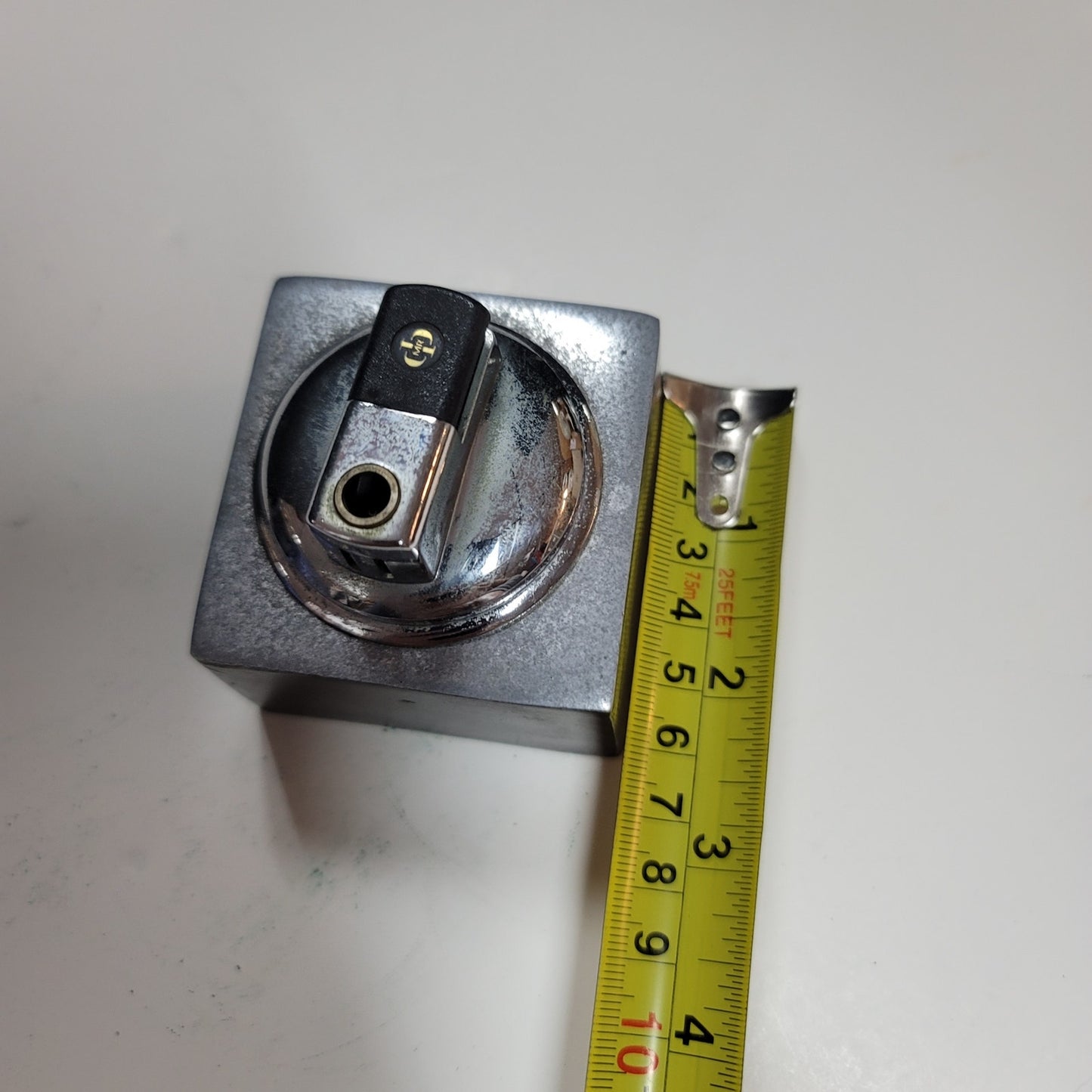 Vintage MCM black silver table Lighter MR io 1960s cube