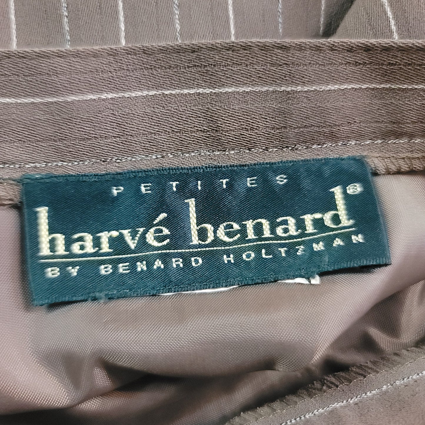 Harvé Benard Vintage Brown Pinstripe Pencil Maxi Skirt Side Slit Petite Small
