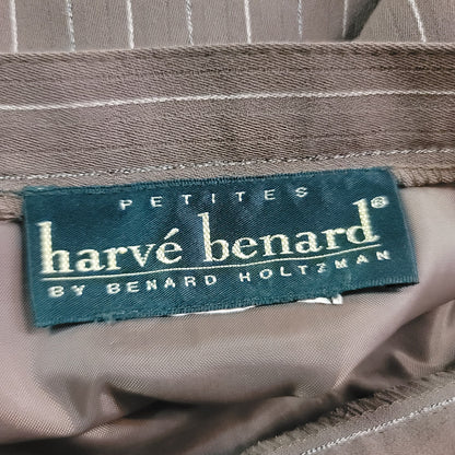 Harvé Benard Vintage Brown Pinstripe Pencil Maxi Skirt Side Slit Petite Small