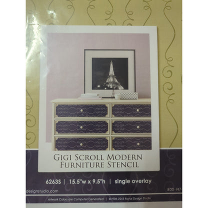 Royal Design Studio Gigi Scroll Modern Furniture Stencil #62635 11.5 X 5.2 Craft