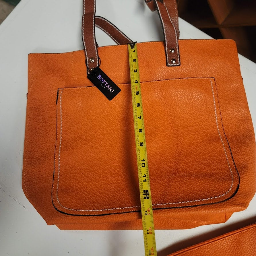 Bottari Orange Pebbled tote with snap tote bag inside, BEACH, Park, Travel NEW