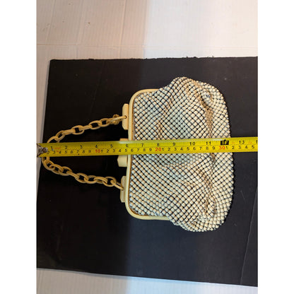 Vintage Whiting & Davis Alumesh Cream White Metal Mesh Handbag Purse