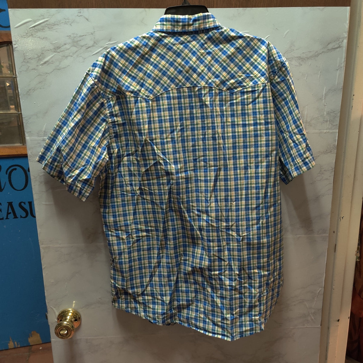 Wrangler Vintage Plaid Pearl Snap Short Sleeve Shirts Lot 2 Western Casual Large