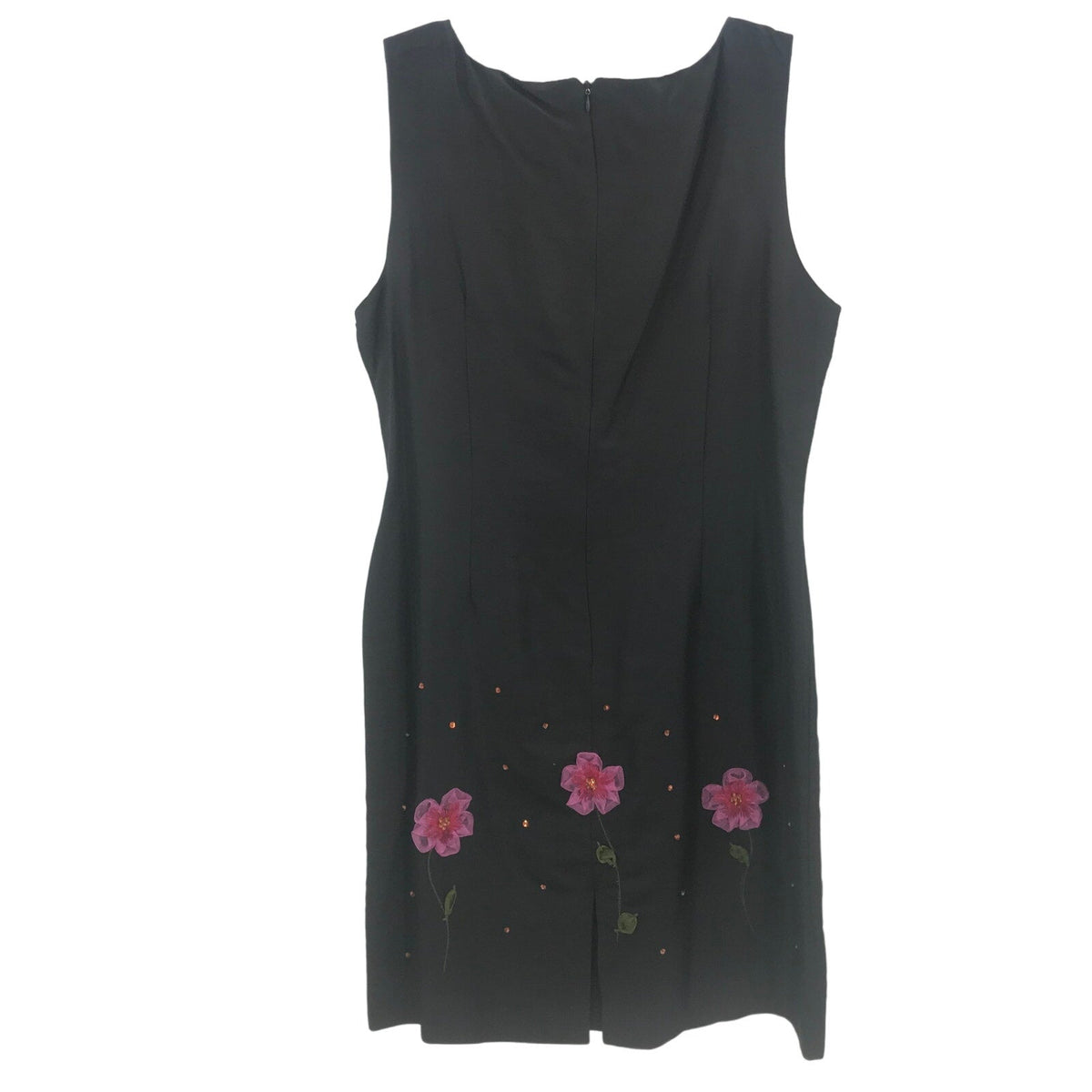 Eagle's Eye 2 Piece Floral SILK Open Front Sweater & Sheath Dress Black Large