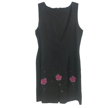 Eagle's Eye 2 Piece Floral SILK Open Front Sweater & Sheath Dress Black Large
