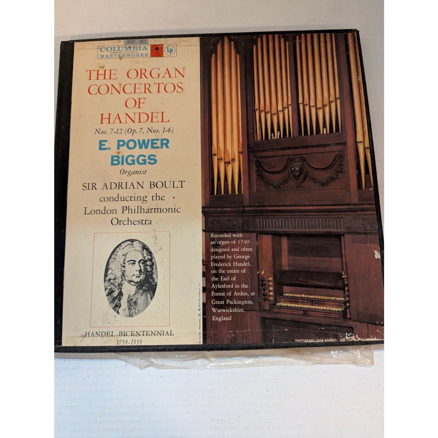 Handel Organ Concertos Nos. 7-12 E Power Biggs Columbia 6-Eye Mono Box Set