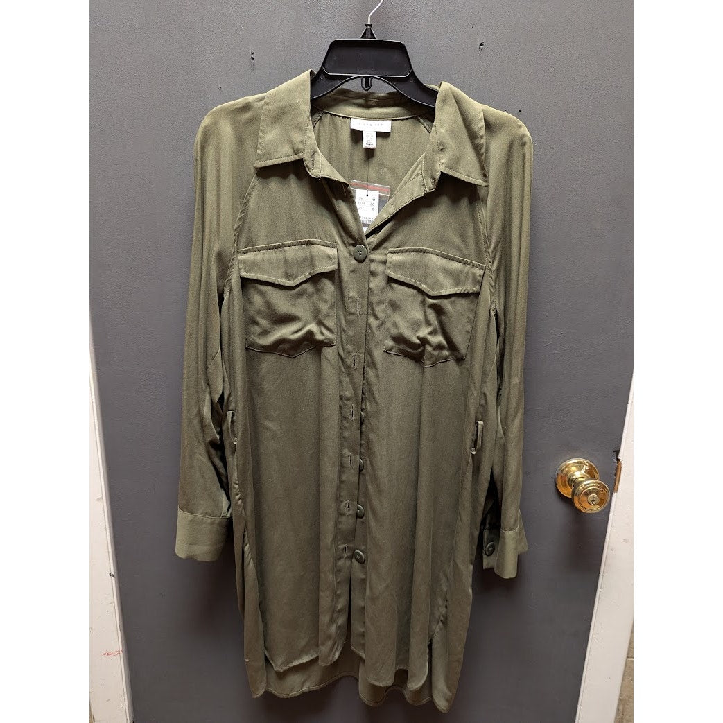 Topshop Size 6 Small Womens button up shirt dress MISSING BELT khaki