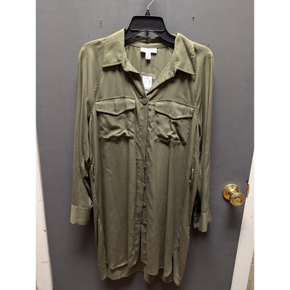 Topshop Size 6 Small Womens button up shirt dress MISSING BELT khaki