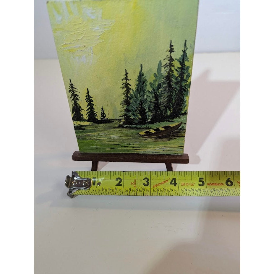 Vintage Anthony Studio Mini 6" Oil Painting on Wood Easel St. Paul MN Landscape