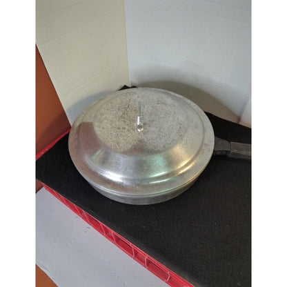 Vintage Aluminum Skillet Fry Pan with Matching Lid and Wood Handle