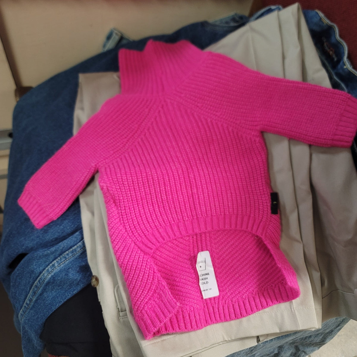Lot of 2 dog outerwear winter coats, Pink Sweater, leg Warmers, and toy.