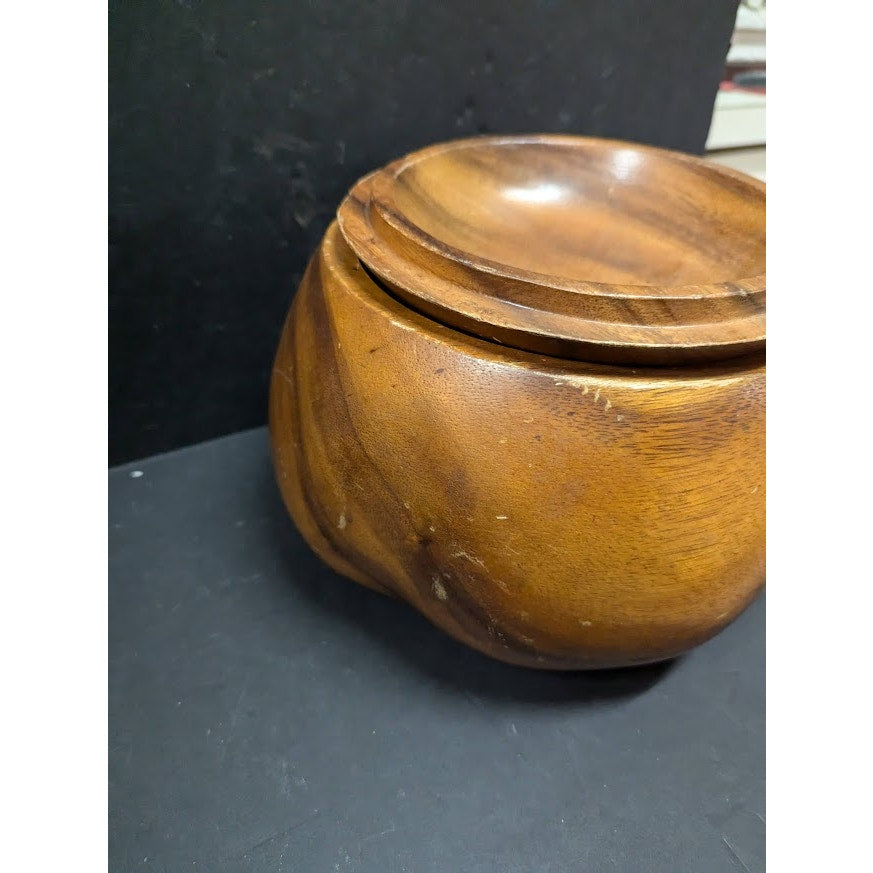Vintage Wood 7 pc. Apple Pumpkin MCM Serving Set 1 Centerpiece with 5 bowls